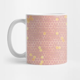 Honey Bee Neck Gator Pink and Honeycomb Gold Bee Pattern Mug